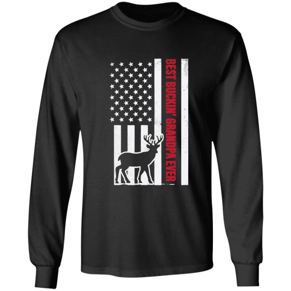 mens best buckin grandpa american flag buck hunting hunter gift long sleeve