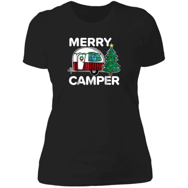 merry-camper-vintage-camper-christmas-tree-decor lady t-shirt