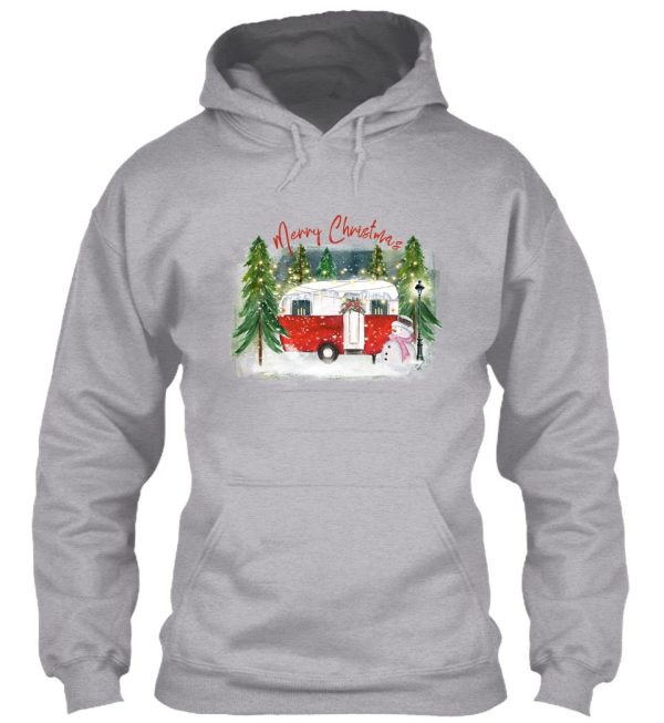 merry christmas red vintage camper trailer shabby retro camper hoodie