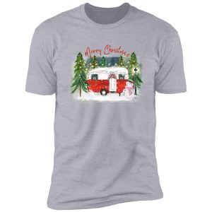merry christmas red vintage camper trailer shabby retro camper shirt
