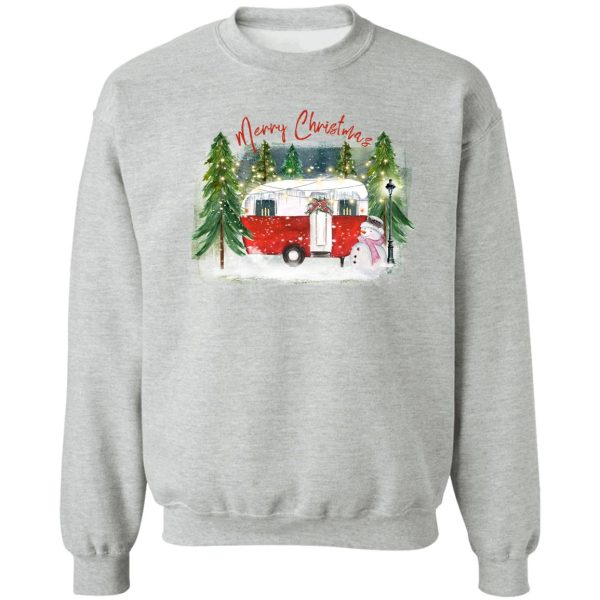 merry christmas red vintage camper trailer shabby retro camper sweatshirt