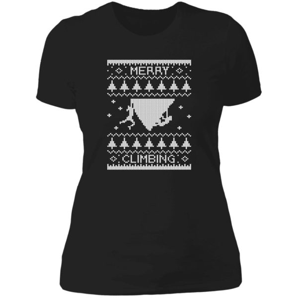 merry climbing christmas bouldering belay t-shirt lady t-shirt