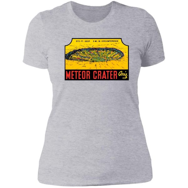 meteor crater arizona vintage travel decal lady t-shirt
