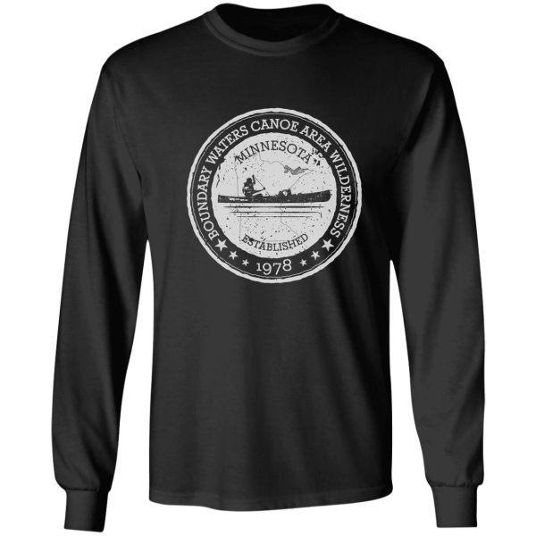 minnesota boundary waters vintage style stamp - white long sleeve