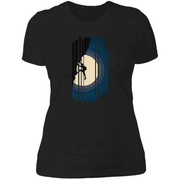 moon silhouette rock climbing. rock climbing lady t-shirt