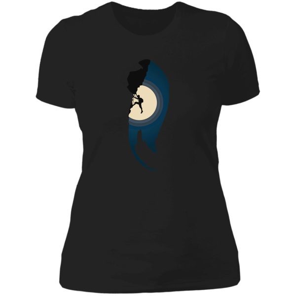 moon silhouette rock climbing. rock climbing lady t-shirt