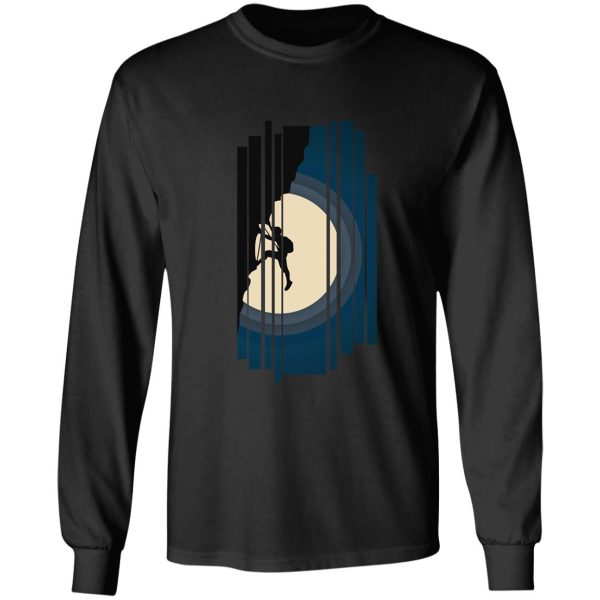 moon silhouette rock climbing. rock climbing long sleeve