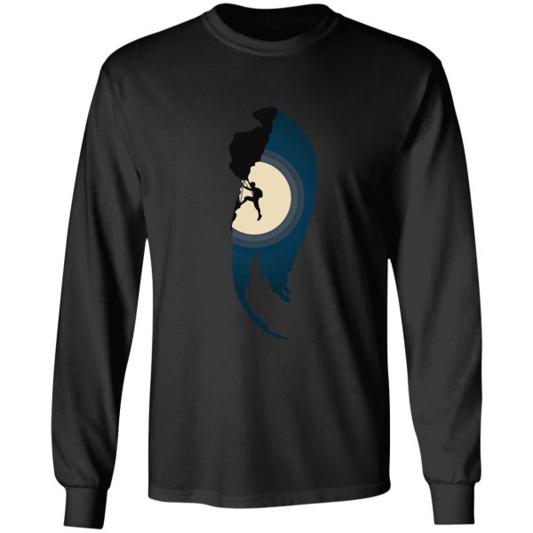 moon silhouette rock climbing. rock climbing long sleeve