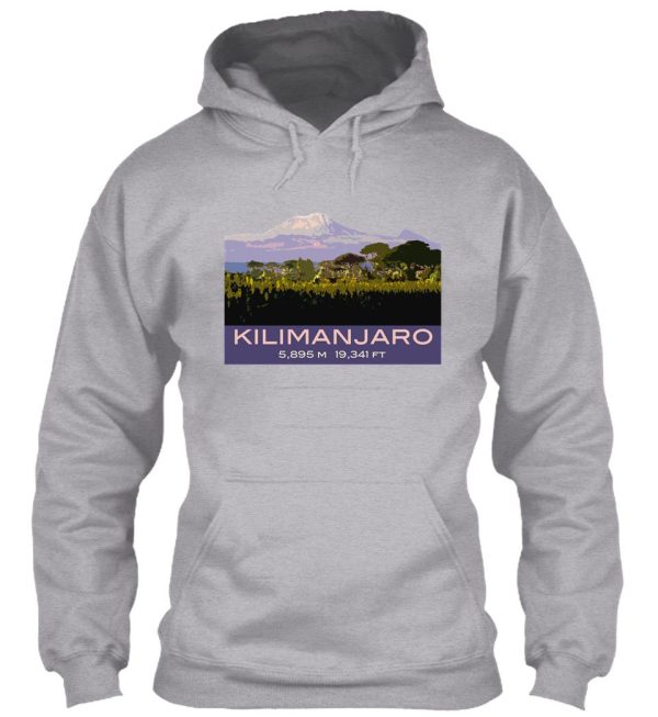 mount kilimanjaro souvenir design in vintage travel poster style hoodie