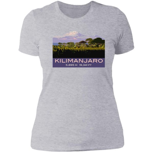 mount kilimanjaro souvenir design in vintage travel poster style lady t-shirt