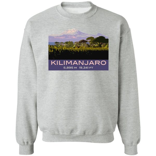 mount kilimanjaro souvenir design in vintage travel poster style sweatshirt