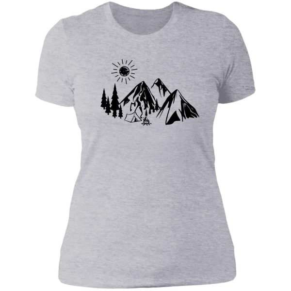 mountain campfire lady t-shirt