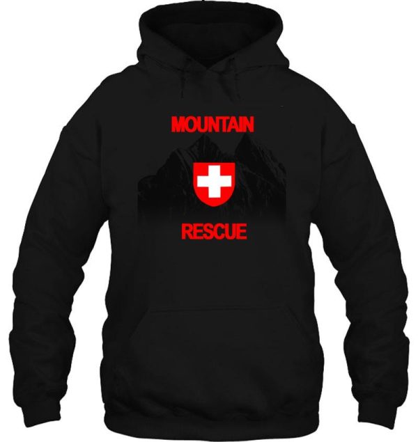 mountain rescue - red text hoodie