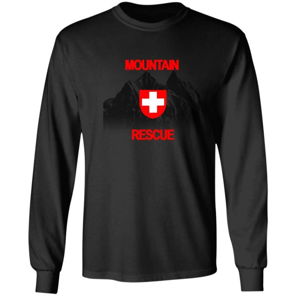 mountain rescue - red text long sleeve