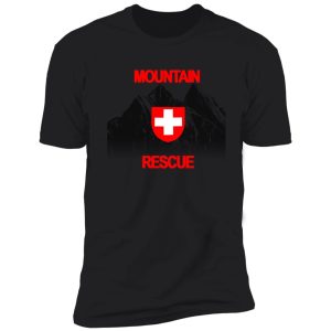 mountain rescue - red text shirt