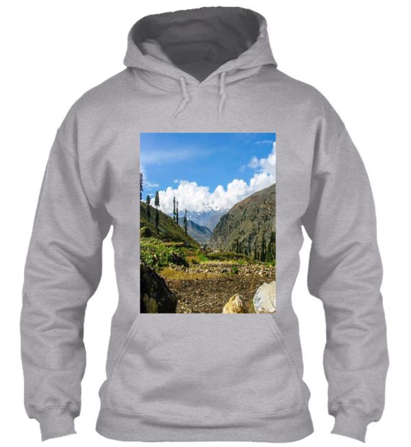 mountain trees with landscape - wildernessscenery hoodie