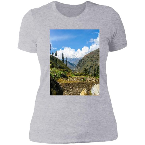 mountain trees with landscape - wildernessscenery lady t-shirt