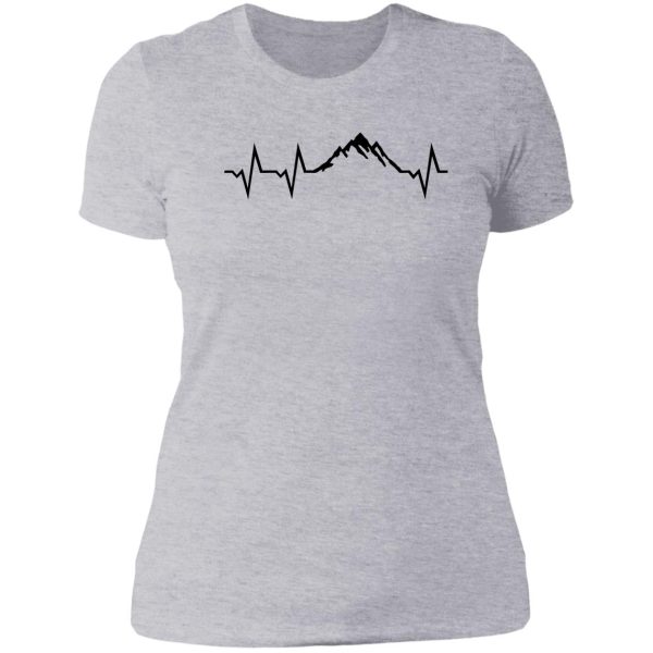 mountains and ekg heartbeat lady t-shirt