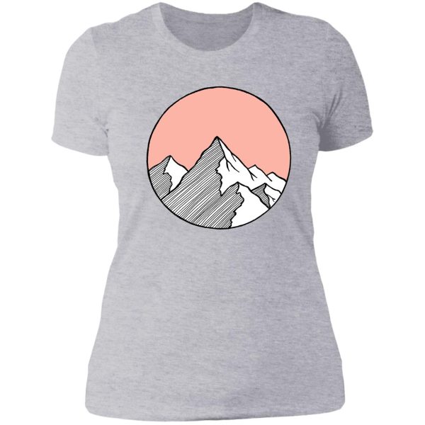 mountains sketch lady t-shirt
