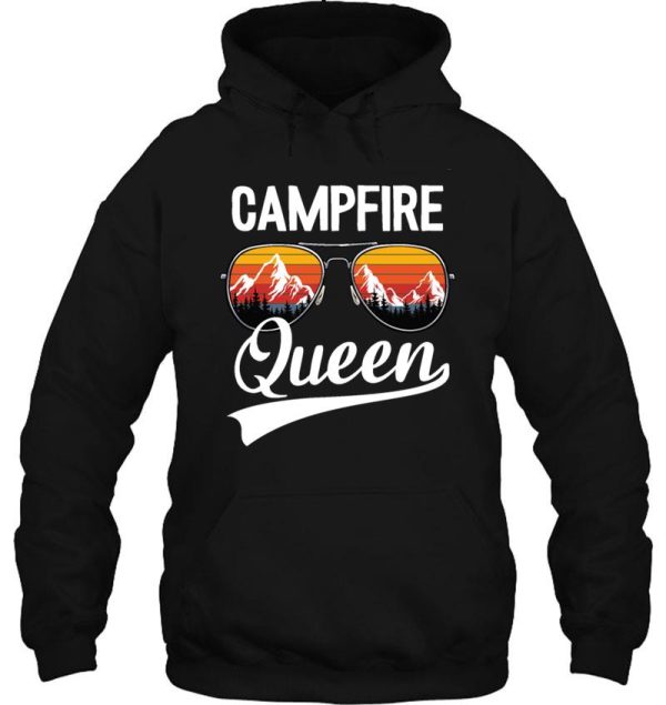 mountains vintage campfire queen hoodie