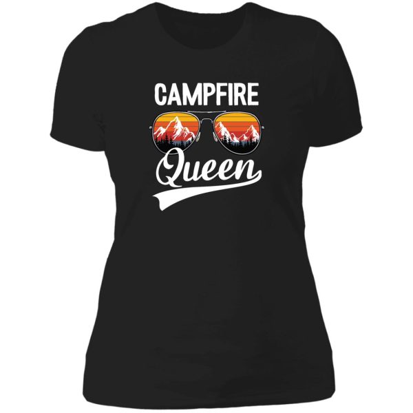 mountains vintage campfire queen lady t-shirt