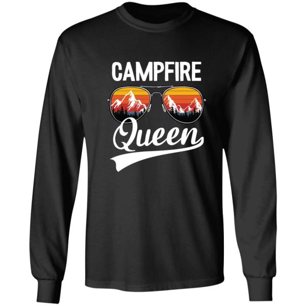 mountains vintage campfire queen long sleeve