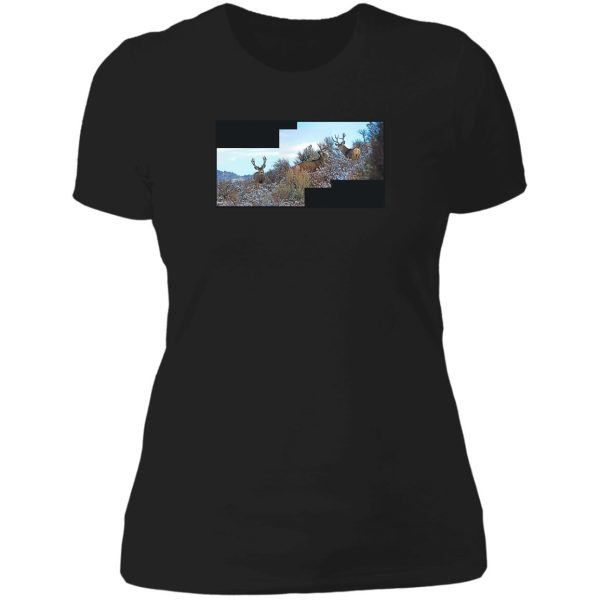 mule deer art photography 2 lady t-shirt