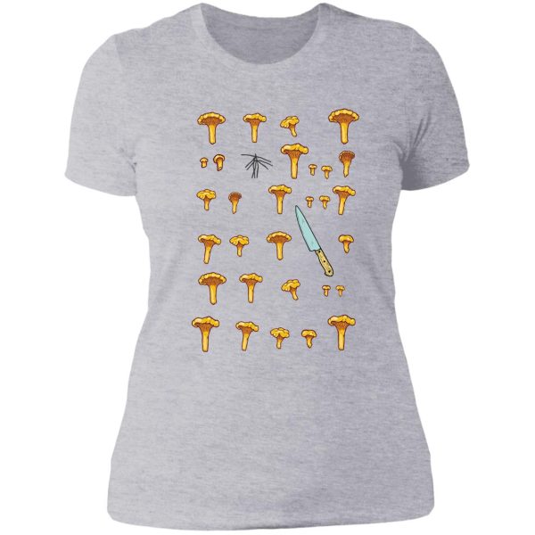 mushroom hunting lady t-shirt