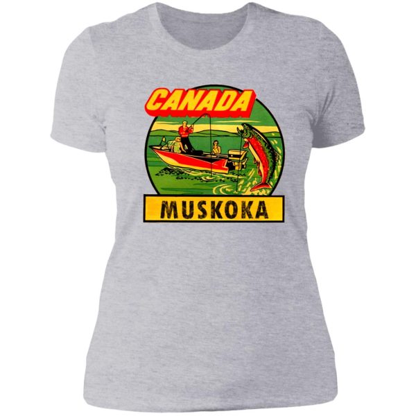 muskoka ontario canada vintage travel decal lady t-shirt