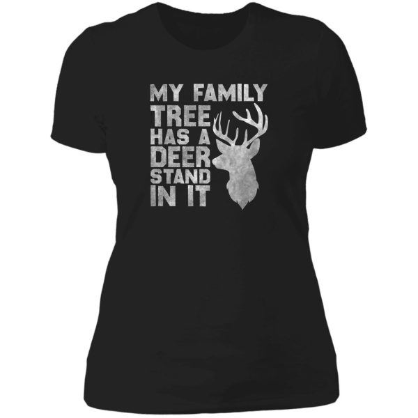 my family tree has a deer stand in it funny deer hunting lady t-shirt