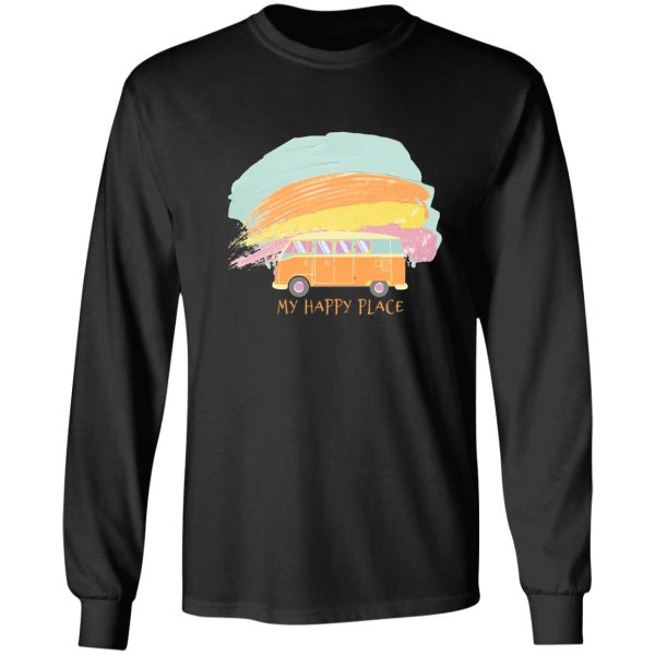 my happy place vintage camper van tangerine rainbow long sleeve