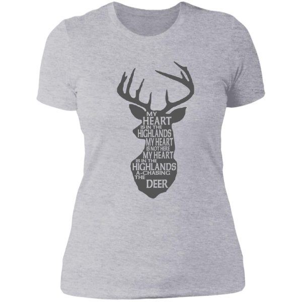 my heart is in the highlands lady t-shirt