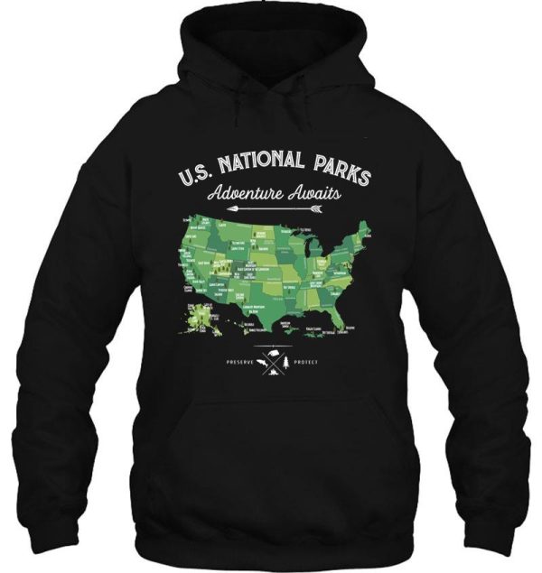 national park map vintage t shirt - all 59 national parks gifts men women kids hoodie