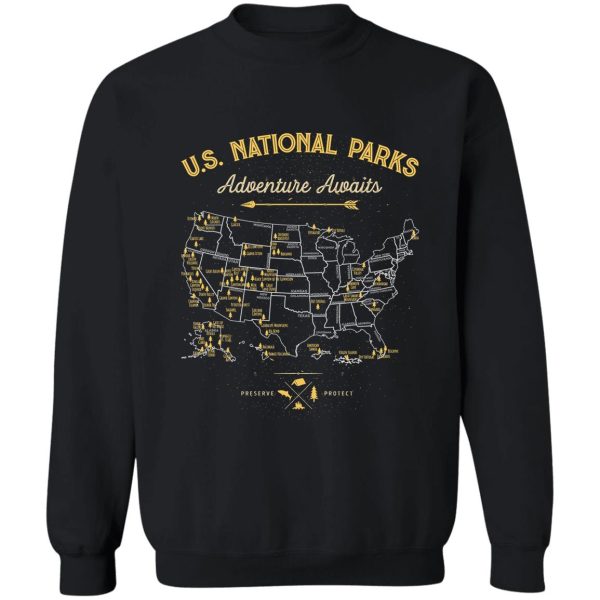 national park map vintage t shirt - all 59 national parks gifts men women kids sweatshirt