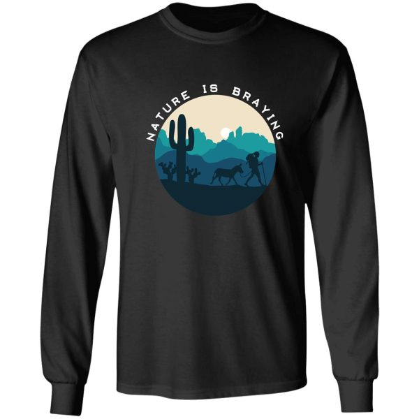 nature is braying (female mini donkey) long sleeve