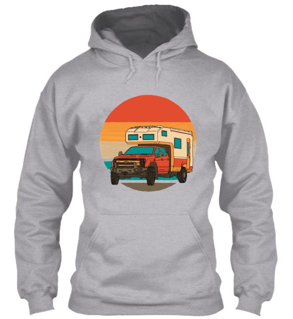 nice motorhome in vintage style with sunset hoodie