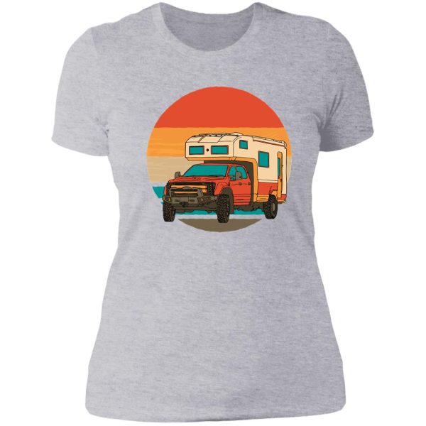 nice motorhome in vintage style with sunset lady t-shirt