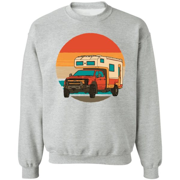 nice motorhome in vintage style with sunset sweatshirt