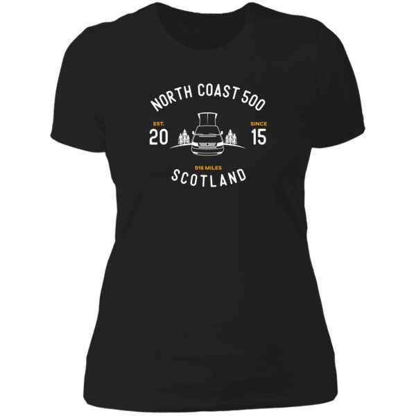 north coast 500 nc500 scotland route campervan lady t-shirt
