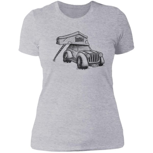 offroad camping roof-top-tent car lady t-shirt