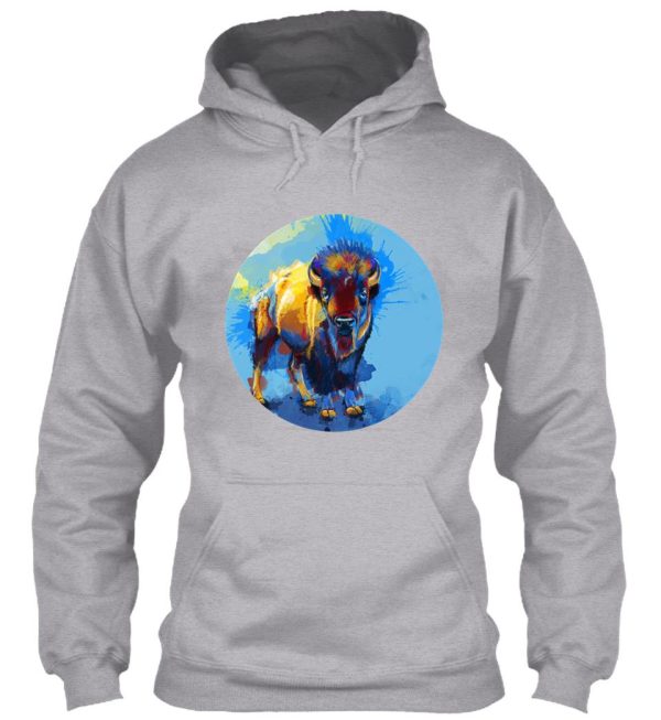 on the plain - bison painting hoodie