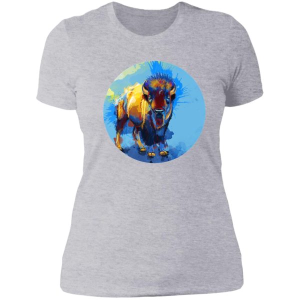 on the plain - bison painting lady t-shirt