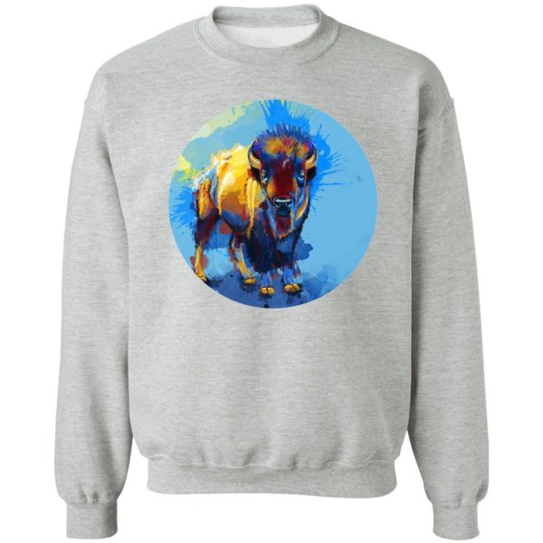 on the plain - bison painting sweatshirt