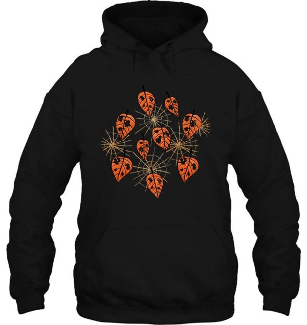 orange leaves with holes and spiderwebs hoodie