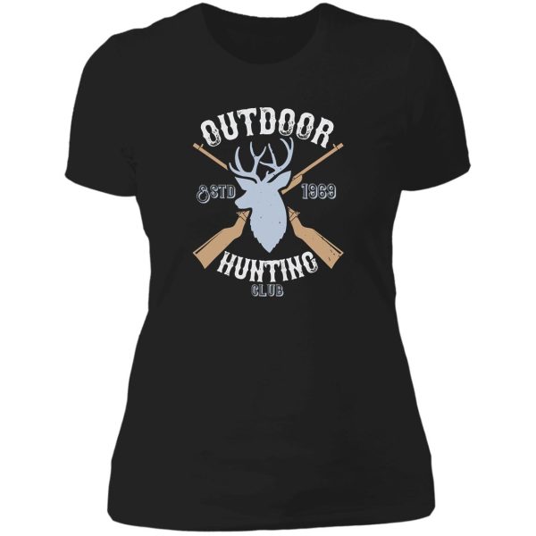 outdoor hunting club funny natural lady t-shirt