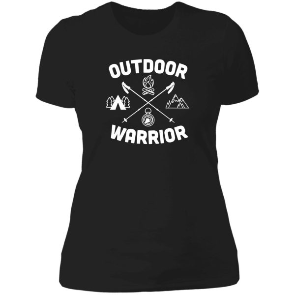 outdoor warrior camping campfire adventure outdoor camper funny mountain lady t-shirt