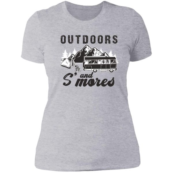 outdoors and smores lady t-shirt