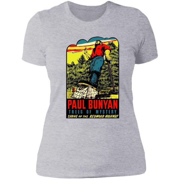 paul bunyan redwood highway california vintage travel lady t-shirt