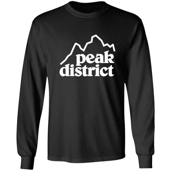 peak district white retro thick lines logo long sleeve