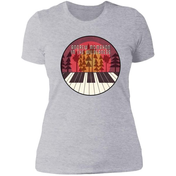 piano sunset (maroon w font) lady t-shirt